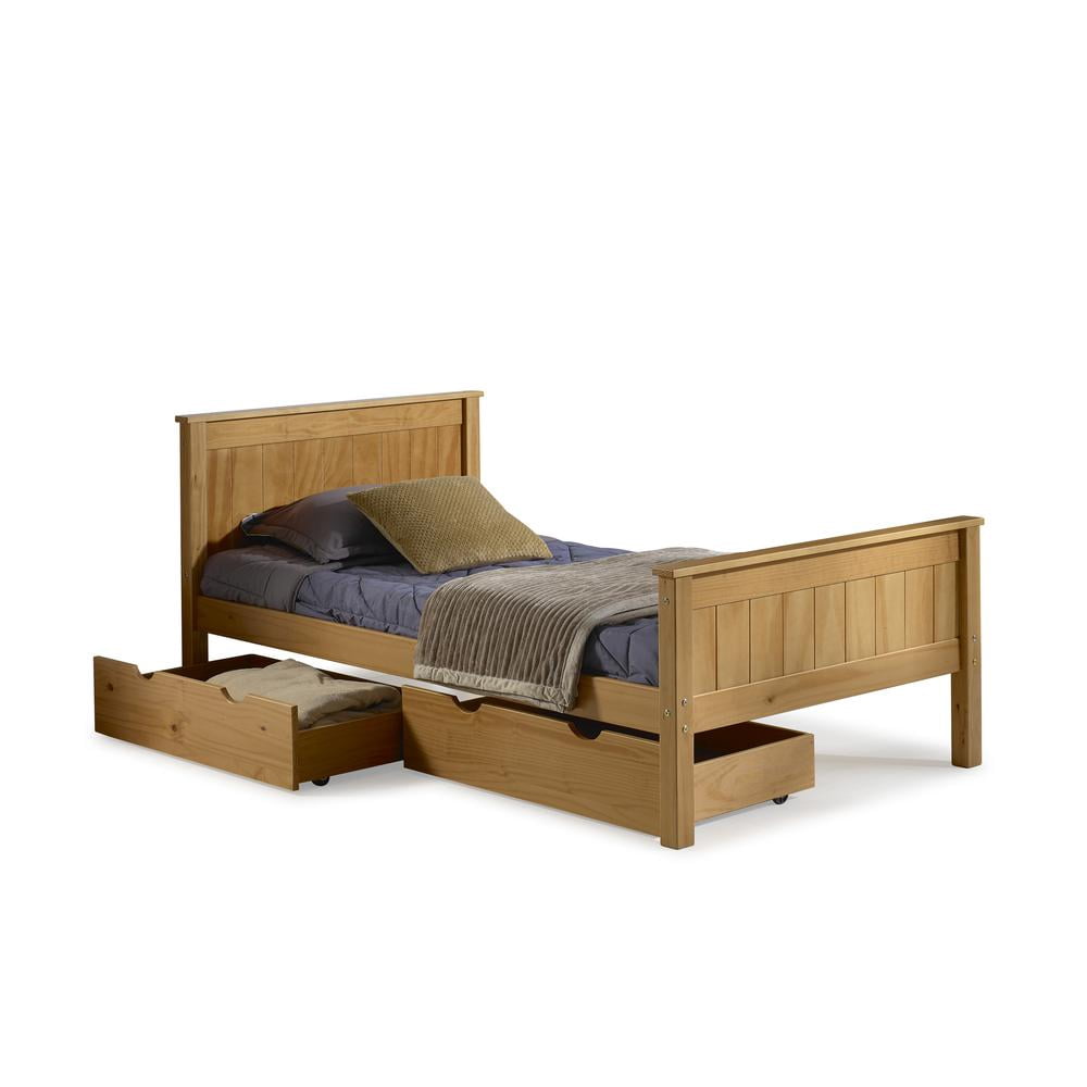 Alaterre Furniture Harmony Twin Platform Bed, Brazilian Pine, Headboard, Footboard, Minimalist Design for Kids Room, Bed Only, Cinnamon