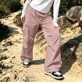 thumbnail image 3 of Weikingp Cargo Pants for Women Wide Leg Cargo Pants Hiking Pants Plus Size Cargo Pants Parachute Pants Light Weight Cargo Pants Baggy Pants Wide Leg Joggers Drawstring Pants Women Pink S, 3 of 5