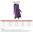thumbnail image 5 of Vestido morado de manga larga para mujer con cuello redondo, cintura anudada y dobladillo con volante irregular, 5 of 5