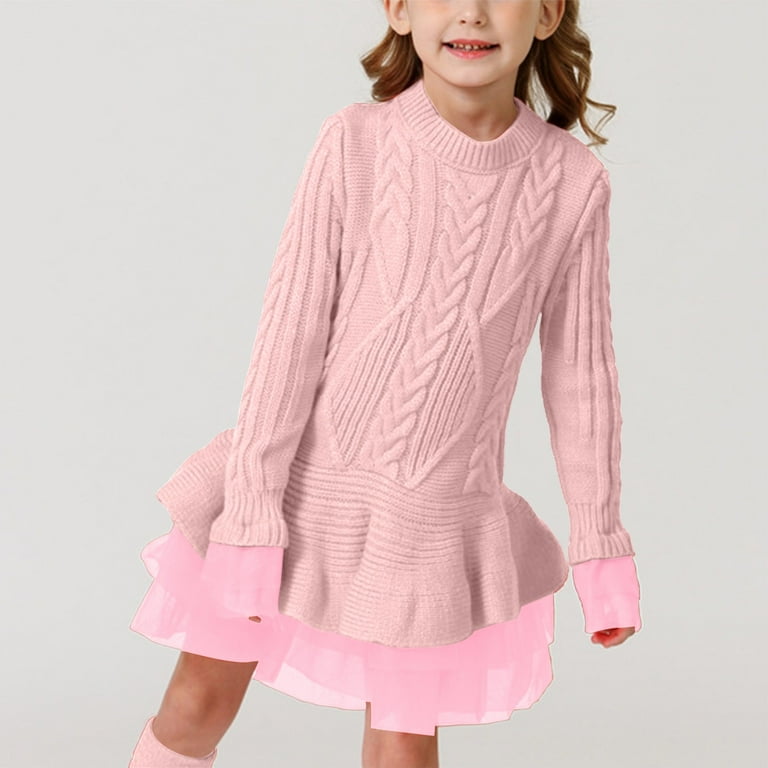 open lace back dress Espresso Martini Sweater Dress in Pink