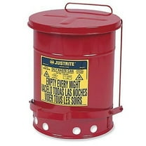 Justrite 09100 Oil Waste Can, Self-Closing, 6 Gal, Red