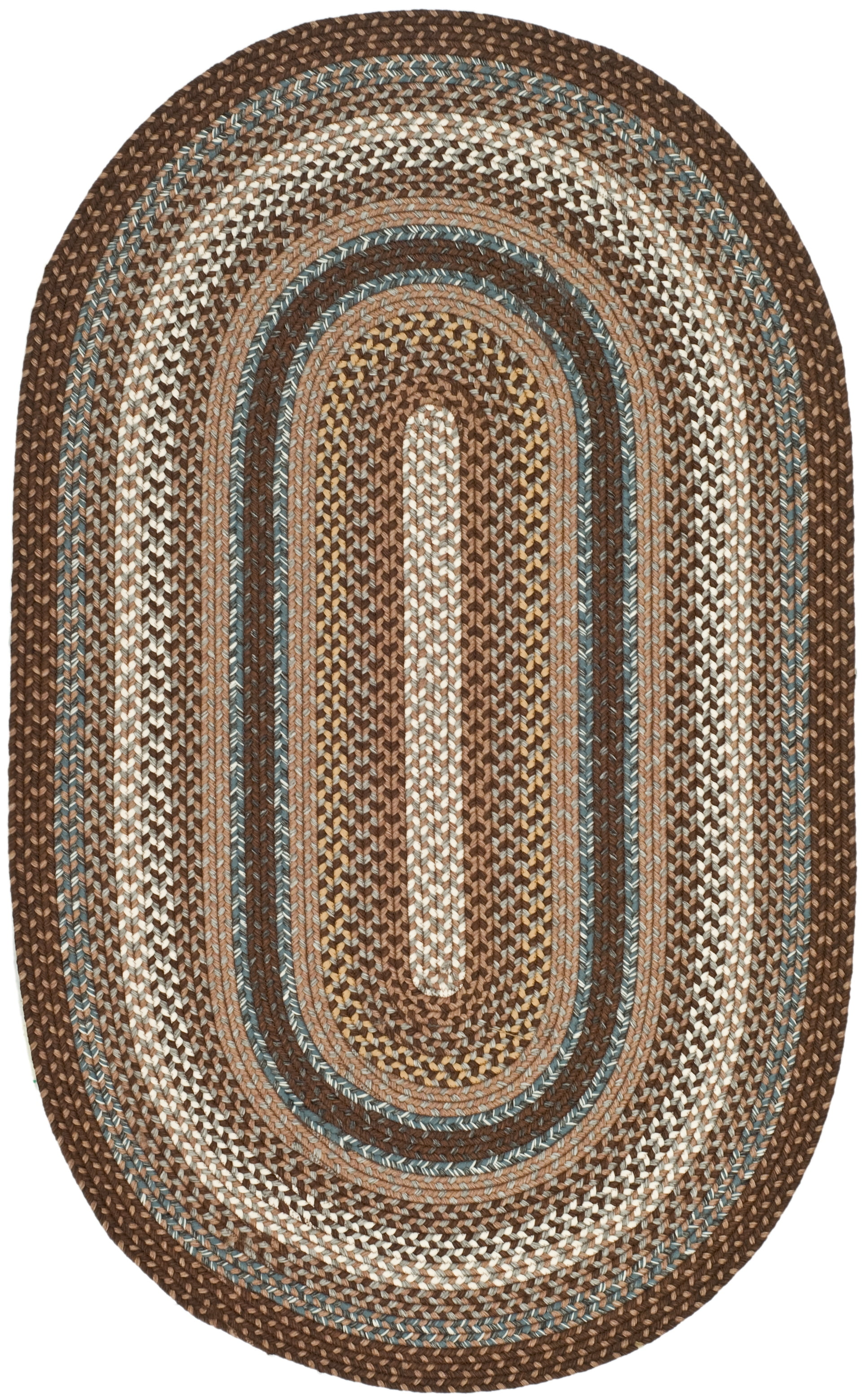 Safavieh Braided Angel Bordered Machine Washable Reversible Area Rug, Brown/Multi, 8' x 10' Oval