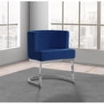 thumbnail image 3 of Velvet Navy Blue Accent Chair with Silver Chrome Base - 1 Chair, 3 of 4