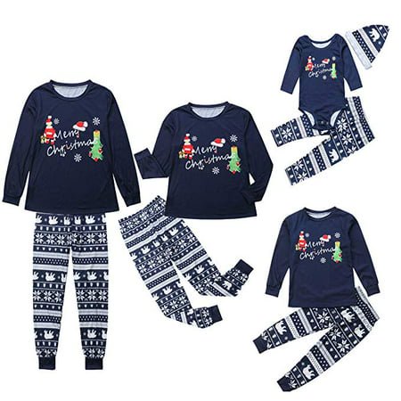 

Viworld Family Matching Christmas Pajamas Set Xmas blue Pjs set Women Men Baby Kids Sleepwear Nightwear