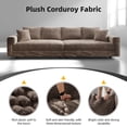 thumbnail image 5 of 102.4" Sectional Couch Modular Cloud Sofa Plush Corduroy Convertible Lounge Couches Oversized 4 Seat Comfy Sofa Deep Seat with 6 Pillows Solid Wood Frame for Living Room Reception Room Office,Brown, 5 of 11