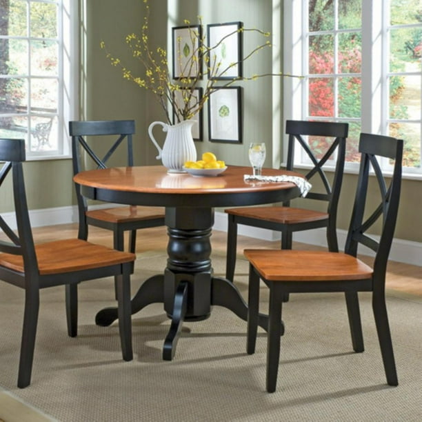 Homestyles 5Piece Dining Set Black and Cottage Oak Finish Walmart