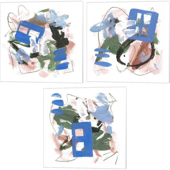Great Art Now Sea Square by Melissa Wang 3 Piece Canvas Art Set Each 14"W x 14"H