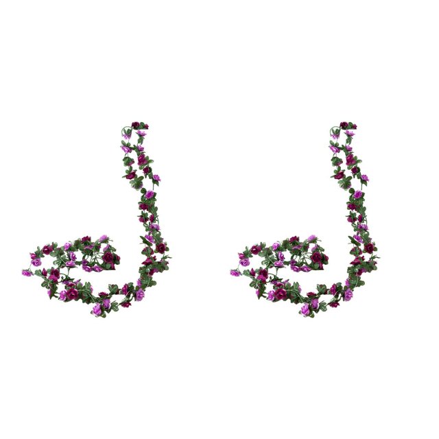 Inteprter Guirnalda navideña de flores artificiales rosas de 250CM para decoración de la habitación del hogar de la boda, de jardín de No.06 2piezas