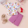thumbnail image 4 of KPOPLK Summer Girls 2 Piece Outfits Toddler Girl Casual Clothing Set Children's Summer School Wear Comfortable Short Round-Neck Sets,Sizes 7-8 Years, 4 of 9
