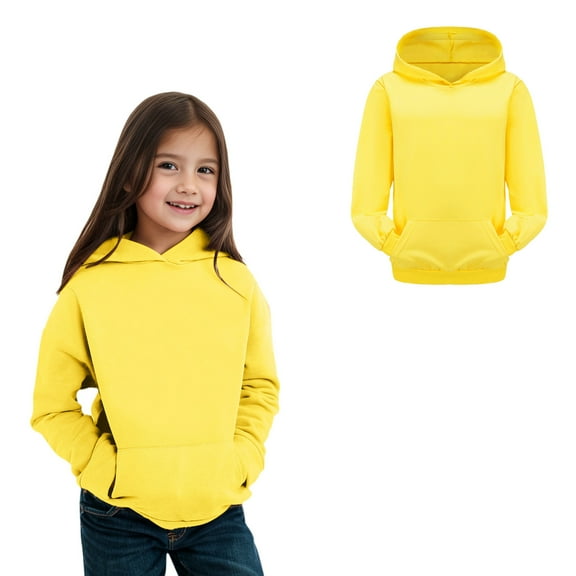 Hoodies Boys Yellow Hoodie Casual Long Sleeve Hoodie Sweatershirt Pullover Warm Fall Winter Clothes Boys 10-11 Years Clothes