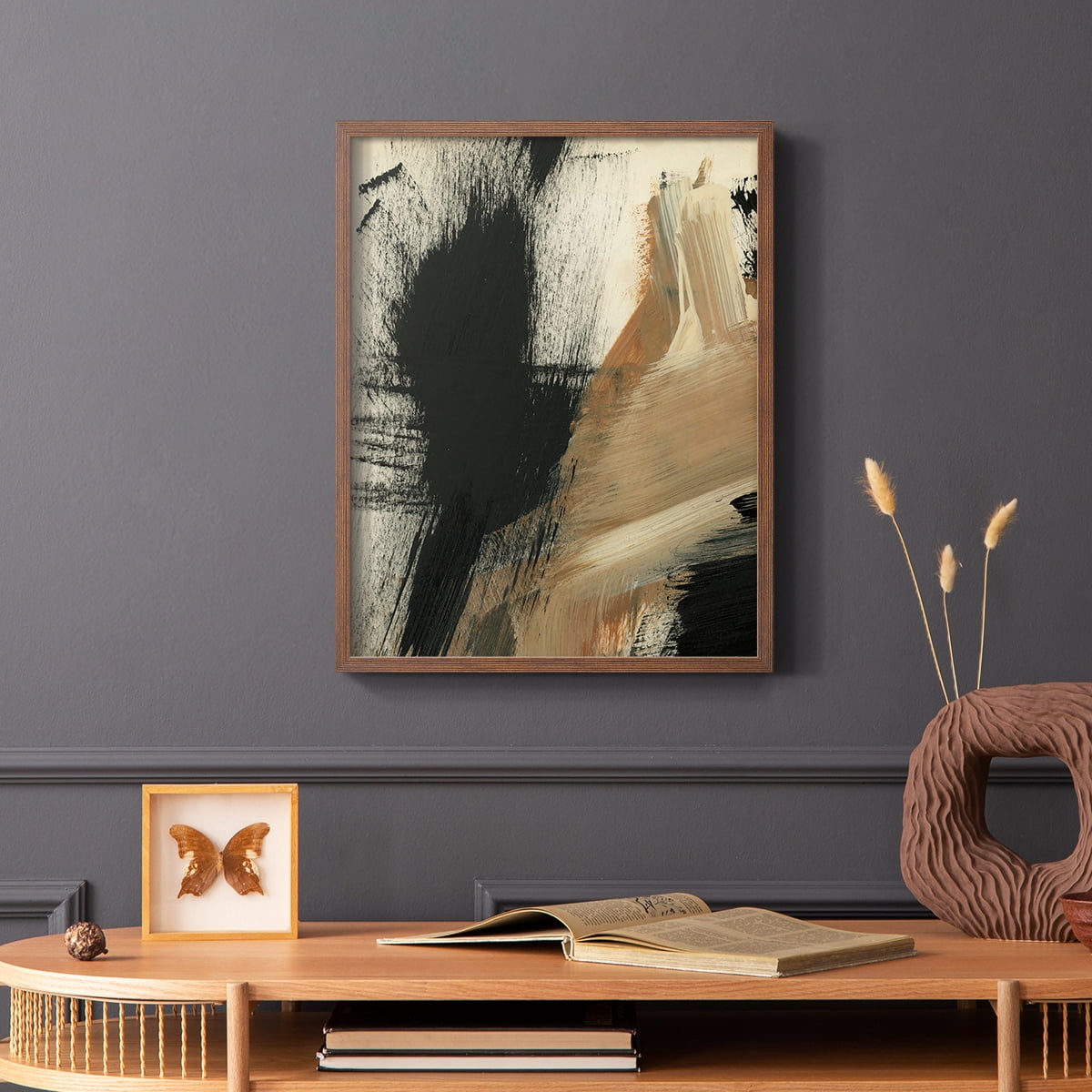 Baked Paintstrokes I Framed Print in Brown Solid Wood Framed Print No Nail Hanging