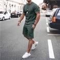 thumbnail image 1 of Verano manga corta pantalones cortos traje deportivo casual traje ropa de hombre Eccomum Verde oscuro XL, 1 of 5