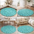 thumbnail image 4 of Round Rugs 6Ft, Green Geometric Round Area Rug Washable Indoor Throw Carpet, Farmhouse Abstract Neutral Motifs Soft Non Slip Circle Rug for Office Cabinet Home Decor Aesthetic, 4 of 8