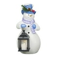 thumbnail image 2 of Alpine Corporation SKY562HH-S-TM Lavender Winter Snowman Holding Lantern Statue with Flashing Warm White LED Candle, 14” Tall, Indoor/Outdoor Holiday Decoration , Christmas Decoration, 2 of 11