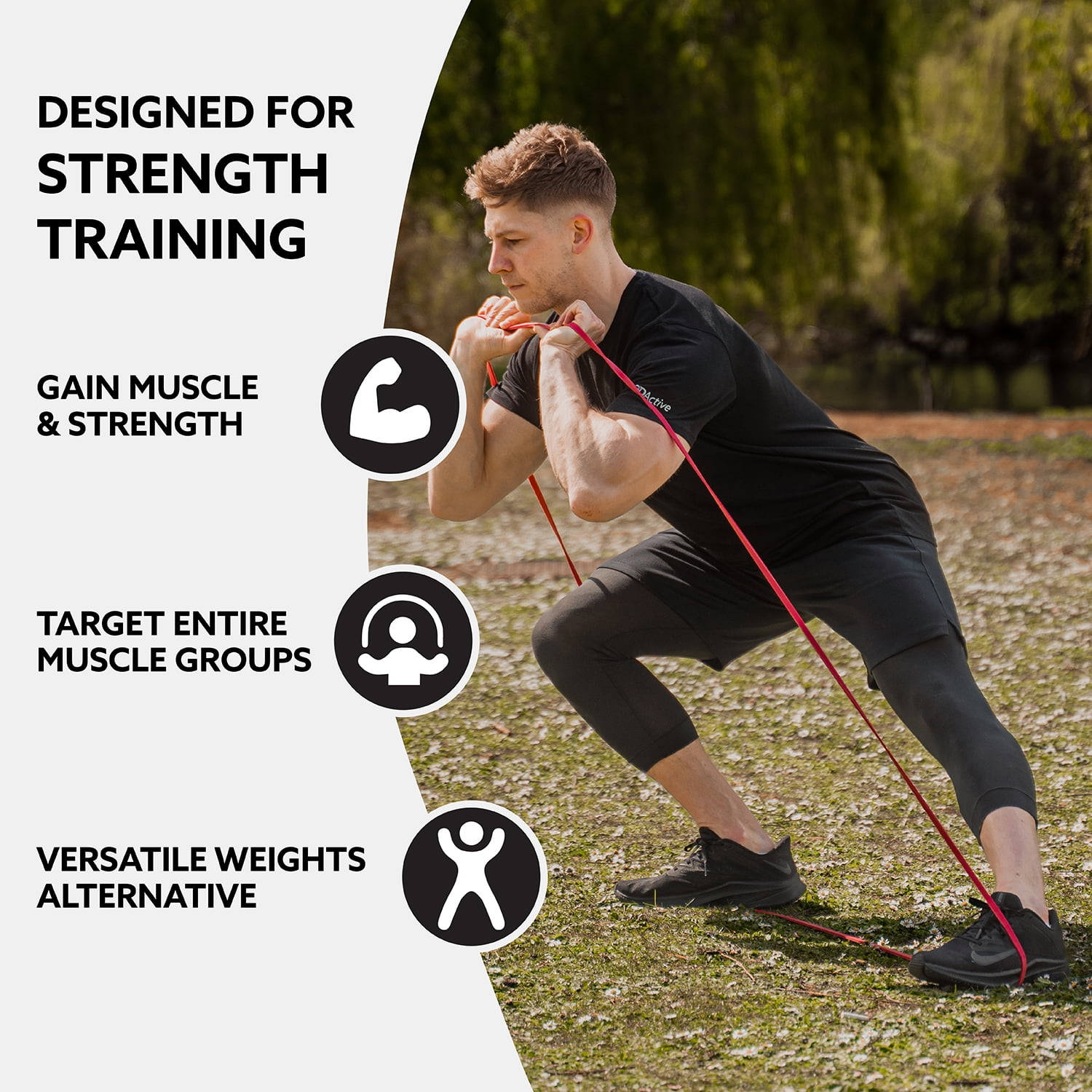 3DActive Resistance Band, Extra-Light Workout Band for Strength & Resistance Training with Free Exercise Guide - Red (10 to 35lbs)