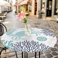 thumbnail image 3 of Teal Crab Elastic Fitted Round Table Cover Coral Starfish Shell Waterproof Outdoor Tablecloth for Holiday Party, Picnic, Patio & Dining Fits Tables Up to 45"-54", 3 of 8