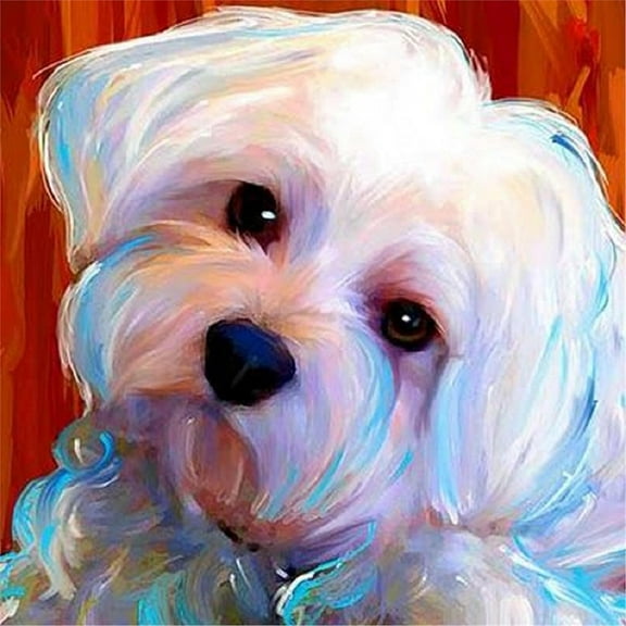 DIY 5D Diamond Painting Kit (For Adults) Diamond Painting "Maltese Dog" - Full Diamond Crystal Rhinestone Embroidery Craft Kit, Can Be Used as Gift, Wall Decoration