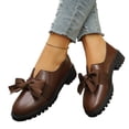 thumbnail image 5 of Women's Patent Leather Mary Janes Shoes Chunky Platform Oxfords with Bow Slip-On Dress Shoe Party Girls School, 5 of 6