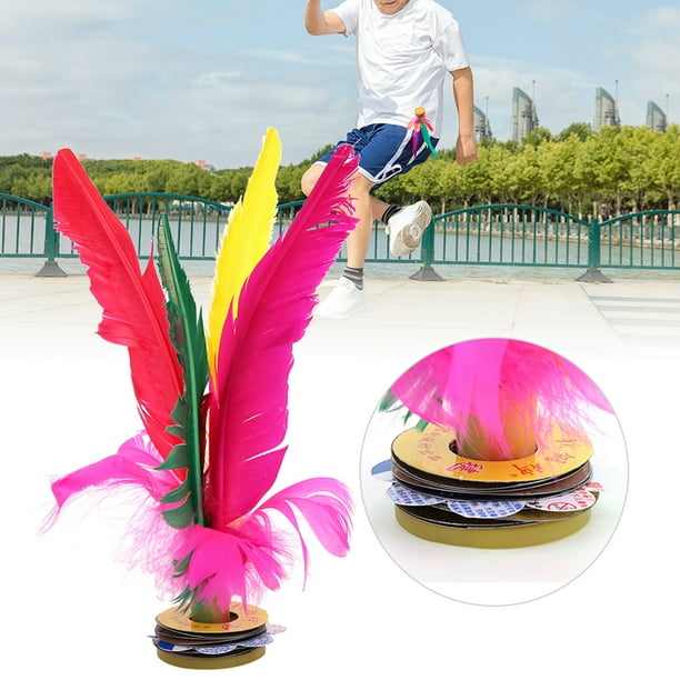 Lot De 5 Jianzi Chinois - Volant En Plumes Colorées - Base Caoutchouc - Hauteur 20 Cm - Sport Intérieur/extérieur - Jeu D'adresse