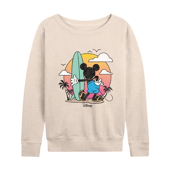 Disney - Mickey & Friends - Mickey Surfing After Sunset - Women's Lightweight French Terry Long Sleeve Shirt