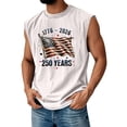 thumbnail image 2 of Men's Crew Neck Muscle Tee with Waving American Flag Graphic and "1776 to 2026" 250 Years Text Surrounded by Stars, Soft Cotton Blend for Daily Wear or Family Gatherings White XXL, 2 of 4