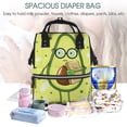 thumbnail image 5 of Xecao Avocado with Glasses print Large Capacity Nappy Bag is a multi-functional waterproof travel backpack, perfect as a nursing bag or mummy backpack for women, 5 of 6