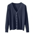thumbnail image 4 of idosla Cardigan Sweaters for Women Casual Long Sleeve Open Front Button Down Knit Outwear Soft Comfy Fashion Clothes (Navy, XL), 4 of 4