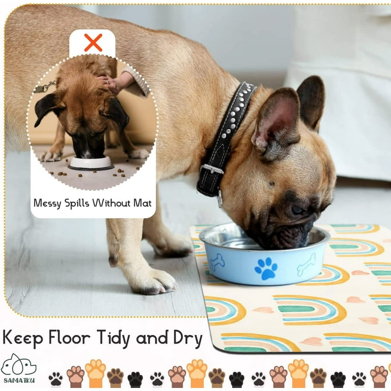 Pet Feeding Mat Dog Cat Food Bowl Mat Absorbent Non-Slip Dog Water