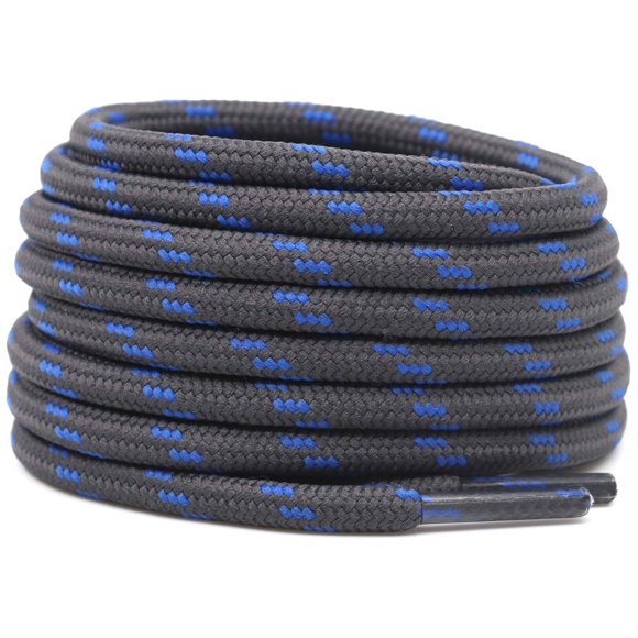 DELELE 2 Pair Non-slip Outdoor Mountaineering Hiking Walking Shoelaces Round Dark Gray Blue String Rope Boot Laces Strong Durable Bootlaces-55.12"