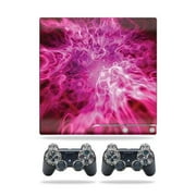 Skin Decal Compatible With Sony Playstation 3 PS3 Slim + 2 controllers Sticker Design Red Mystic