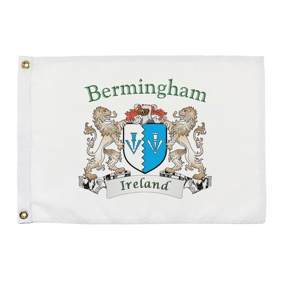 Bermingham Irish Coat of Arms Small White Flag - 16"x10.5" inches