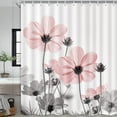 thumbnail image 3 of Unique Floral Pink Shower Curtain for Bathroom Decor, Pink and Grey Daisy Flower Elegant Wildflower Design Farmhouse Shower Curtains with Hooks Set, 71 X 84 Inches, 3 of 6