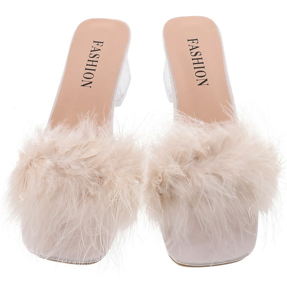 ADDHAT 1 Pair Fluffy Slippers Women Suede Multi Comfortable Lightweight for Dating Work