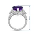 thumbnail image 4 of Jewelili Sterling Silver with 12 MM Heart Shape Amethyst and Round Created White Sapphire Engagement Ring, Size 7, 4 of 6