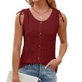 thumbnail image 4 of aidice Women's Tank Tops Sleeveless Crewneck Button Loose Tops Summer Casual Vacation Beach Tanks, 4 of 7