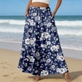 thumbnail image 2 of LWavelet Women Floral Print Tiered Maxi Skirt Elastic Waist With Pockets Boho Summer Long Skirt Dark Blue S, 2 of 6