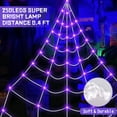 thumbnail image 4 of Halloween Outdoor Decoration, 200'' Giant Spider Web + 59'' Giant Spider with 150 LED Lights, with 8 Lighting Modes, Suitable for Yard, Garden, Haunted House Decoration, 4 of 7