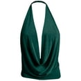 thumbnail image 2 of J. METHOD Women's Sleeveless Halter Neck Lightweight Low Cut Deep V Neck Sexy Draped Backless Top Blouse NEWT07 Glitter Jade S, 2 of 6