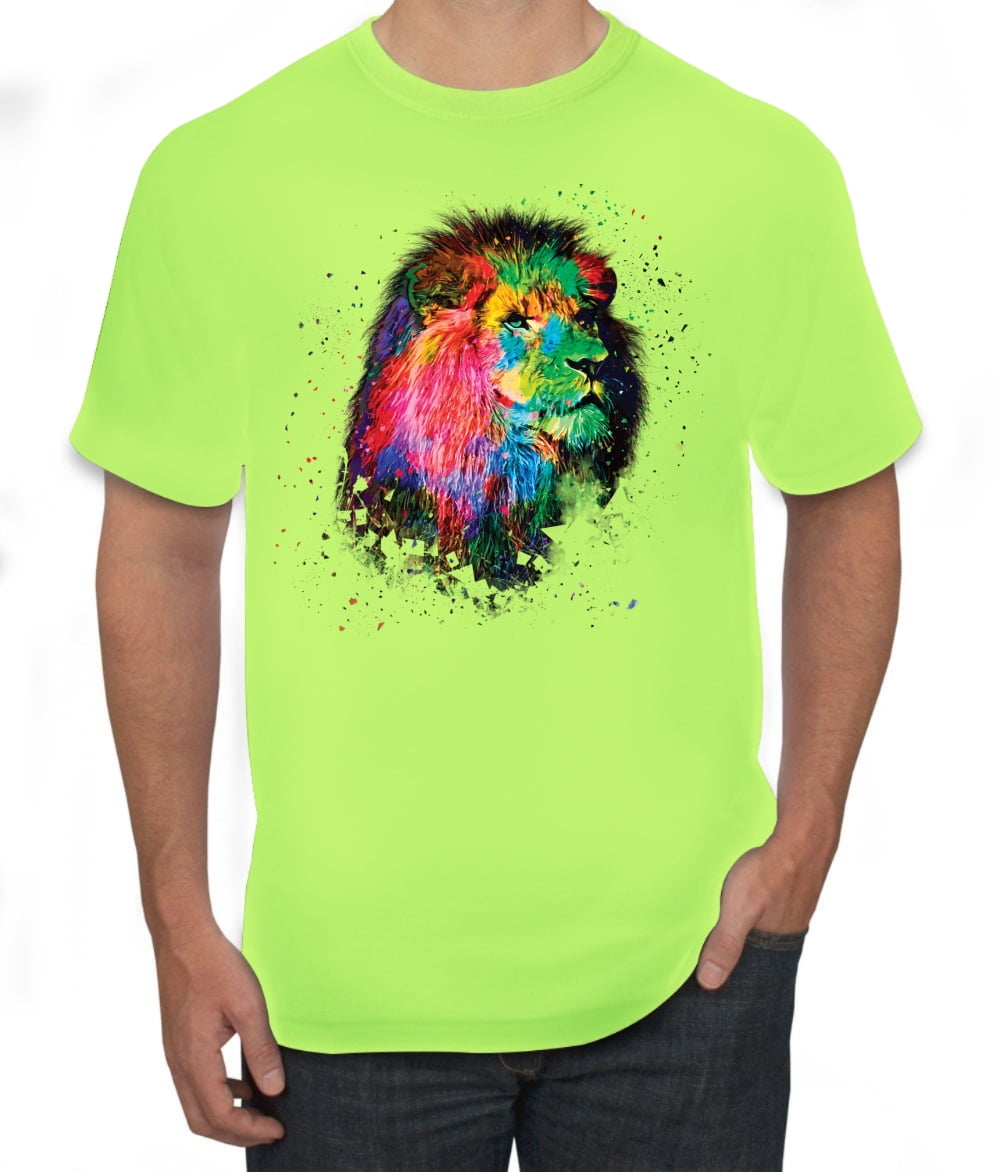Lion Paint Art Splatter Abstract Art Animal Lover Men's Graphic T-Shirt,  Safety Green, X-Large - Walmart.com