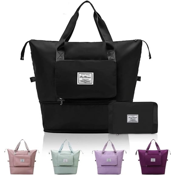 MOAMUN Large Capacity Foldable Travel Duffel Bag, Waterproof Lightweight Carry-on Bags, Suitable for Overnight (Black)