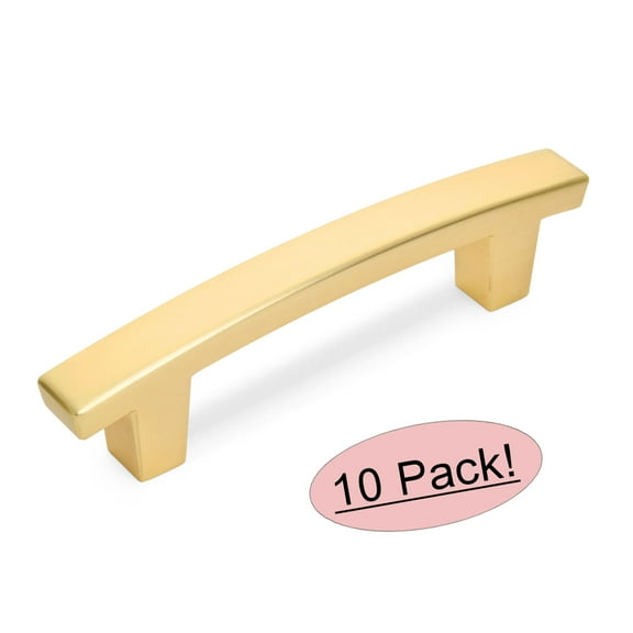 10 Pack - Cosmas 5235BG Brushed Gold Contemporary Cabinet Hardware Handle Pull - 3" Inch (76mm) Hole Centers