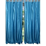 Mogul Curtain Blue Tab Top Sari Drapes / Panel Pair Window Treatment Mediterranean Decor (Length-96)