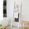 thumbnail image 6 of DWVO 5 ft Blanket Ladder - Premium Wood Rustic Quilt Rack - Decorative Farmhouse Ladder Shelf for Blankets - Vintage Wooden Ladder Shelf (White), 6 of 7