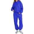 thumbnail image 2 of Nokdvo Womens Casual Sets 2 Piece Outfits Plus Size Long Sleeve Casual Hoodie Sweatsuit Ribbed Tracksuit with Pockets,Royal Blue 2XL, 2 of 5