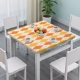 thumbnail image 3 of Orange Yellow Checkerboard Checkered Pattern Square Fitted Tablecloth with Elastic Edge,Square Table Cover,Washable Elastic Table Cover for Home Kitchen Party Decor 34"x34", 3 of 6