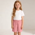 thumbnail image 2 of hoksml Girls Drawstring Shorts Back to School Casual Elastic Waist Playwear Shorts, 2 of 5