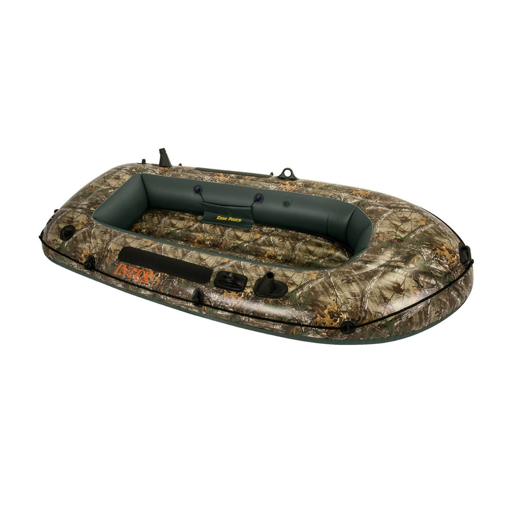Intex Realtree Camo Seahawk 2 Inflatable Boat Fishing Raft with Rod