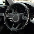 thumbnail image 2 of Diamond Leather Steering Wheel Cover with Bling Bling Crystal Rhinestones, Universal Fit 15 Inch Car Wheel Protector, Anti-Slip, Four Seasons Universal, 2 of 7