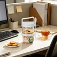 thumbnail image 4 of Vaso de plástico portátil para desayuno con cuchara | Envase para cereales, yogur y leche | Recipiente de dos niveles a prueba de fugas para separar alimentos secos y húmedos, 4 of 6