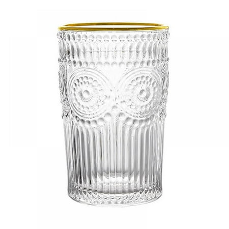 

Retro Sun Flower Gold Rim Glass Water Drinkware Cup